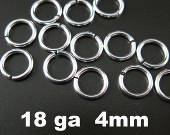 Jump Rings,Jumprings-Jewelry Making Supplies-Sterling Silver Jump Rings-18 ga, gauge-4mm OD (20pcs) Silver Findings SKU: 205118-040