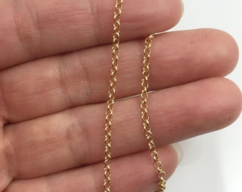 Gold Chain, Gold Over Sterling Silver Rolo Chain, Bulk Chain by the Foot - 2mm (Up to 30% off) Jewelry Supply Wholesale - SKU: 101005-VM