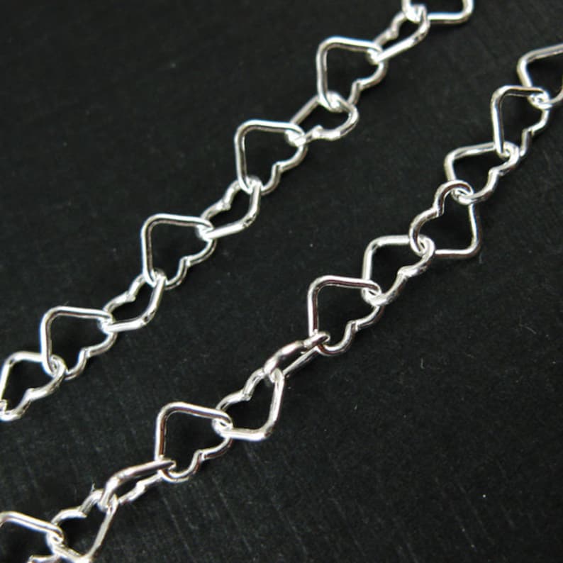 Sterling Silver Heart Chain Unfinished Bulk Chain Heart Etsy