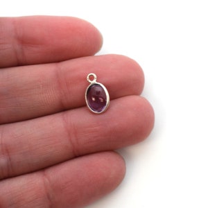 Sterling Silver Natural Gemstone Charms, Silver Bezel Pendant Bezel Gem Necklace Pendant, Oval Shape, Real Gemstones 1 pc SKU: 201124 image 8