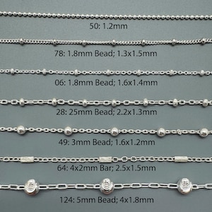 925 Sterling Silver Bulk Chains By The Foot-Permanent Jewelry-Unfinished Jewelry Making Chains-Jewelry Supplies-Over 100 Different Styles image 20