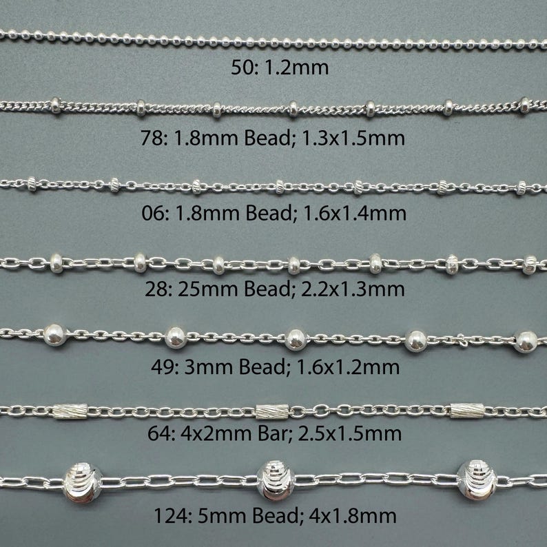 925 Sterling Silver Bulk Chains By The Foot-Permanent Jewelry-Unfinished Jewelry Making Chains-Jewelry Supplies-Over 100 Different Styles image 20