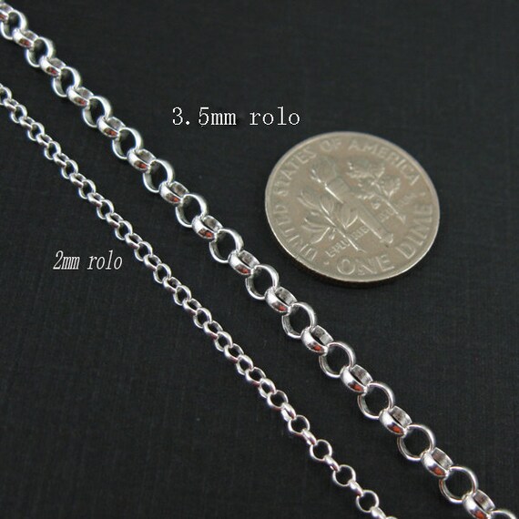 Wholesale Italian Sterling Silver Chains By the Foot- 2mm Rolo