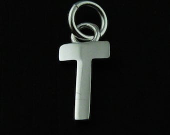Inital lettera Charms-Sterling Silver fascino iniziale, liscio lettera Charms (lettera T)-SKU: 201057-T