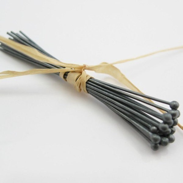 Oxidized Sterling Silver Headpins- ball end 24g ( available in 1",1.5" and 2") ( 50 pieces )