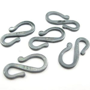 Oxidized Sterling Silver Hook Clasps, S Shape Clasps, Hook Clasps, Gray Antiqued Look (5 pcs) SKU: 202108-OX