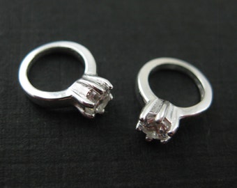 Sterling Silver Ring Charm Pendant-Promise Ring Charm With CZ Stone-Unique Charm Jewelry Findings Wholesale