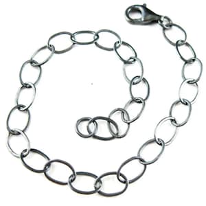 Oxidized Sterling Silver Bracelet, Anklet, Necklace Chain-Big Flat Oval Cable Chain - Vintage Oxidized Chain - 8x6mm (7&quot;-36&quot;) SKU: 601010-OX