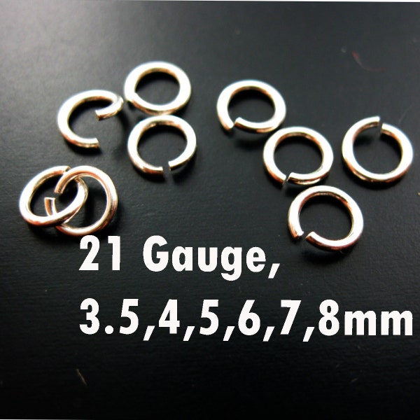 Jump Rings,Jumprings-Jewelry Findings-Sterling Silver Findings- Sterling Silver Jump Rings-21 Gauge- All Sizes-(20pcs) SKU: 205121