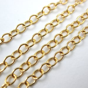 Gold Plated over Sterling Silver Chain, Unfinished Bulk Chain, Round Cable Chain (10 feet) -Jewelry Supplies Whosesale-5% off-SKU: 101014-VM