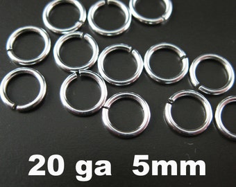 Jump Rings,Jumprings -Sterling Silver Findings-925  Sterling Silver Jump Rings - 20 ga, 0.8mm Thickness -5mm ( 20pcs ) SKU: 205120-050