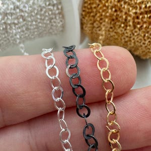 Round Flat Cable Chain-Bulk Chain By The Foot-Unfinished Jewelry Chain-Permanent Jewlery-Round Flat Link-Cable Chain-Bulk Jewelry Supplies