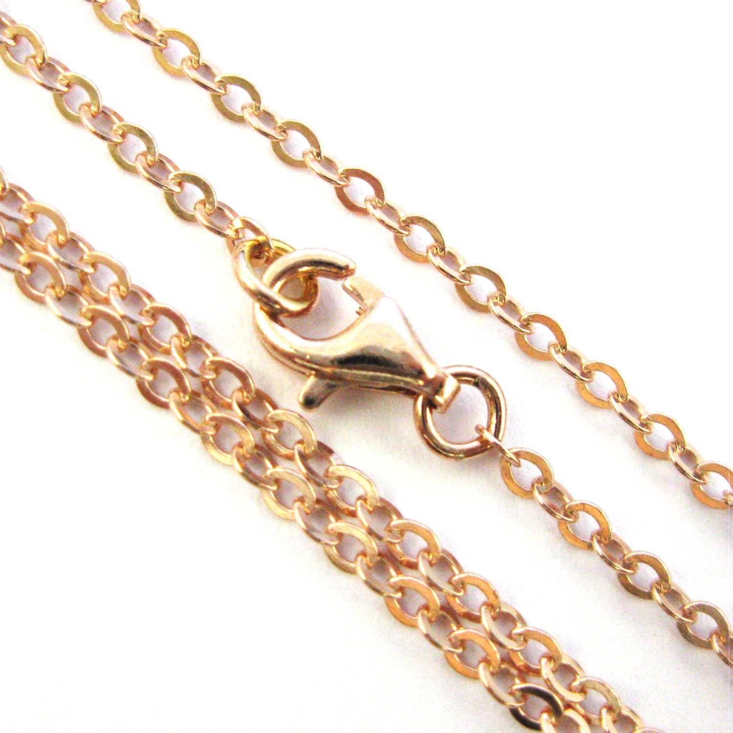 Rose Gold Necklace Chain-Sterling Silver Necklace-2.3mm Strong Flat Cable Chain-Finished Necklace,Ready to Wear-26 Inches -SKU: 601051-RG-26