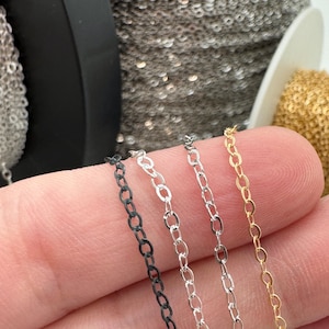 Small Flat Cable Chain-Bulk Chain By The Foot-Permanent Jewelry Chain-Unfinished Chain-Bulk Jewelry Supplies-Bulk Cable Chains-Dainty Chains