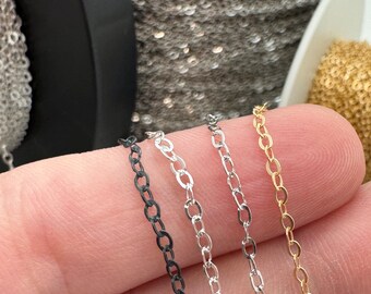 Kleine platte kabelketting-bulkketting aan de voet-permanente sieradenketting-onafgewerkte ketting-bulk sieraden benodigdheden-bulk kabelkettingen-sierlijke kettingen