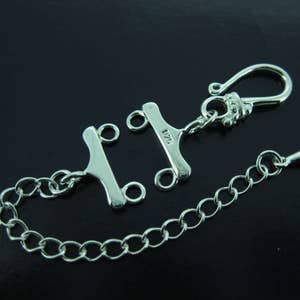 Multi Strand Silver Clasp- 2 Strand Clasp Connectors- Multi-Strand Clasp with Hook and Extender Chain- sku:202117