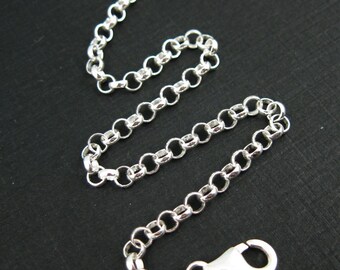 Charm Bracelet-925 Sterling Silver Charm Bracelet - 3.5mm Rolo Chain Bracelet-Handmade Jewelry -Bracelet  -(8 inches)- SKU: 601003-8