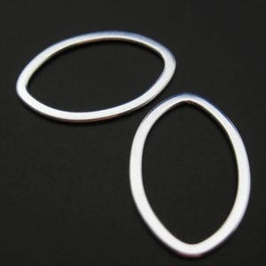 Sterling Silver Findings - Big Flat Oval shape pendant or link charm, Connector -Jewelry Making Supplies( 21 mm - 2 pcs) -SKU: 201040