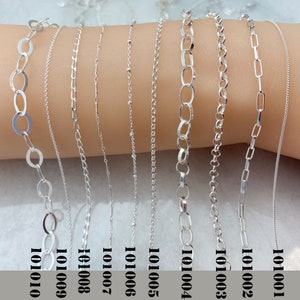 Sterling Silver Chain By The Foot, Jewelry Making Bulk Chain for Permanent Jewelry,Wholesale Bulk Chain More than 50 styles image 1