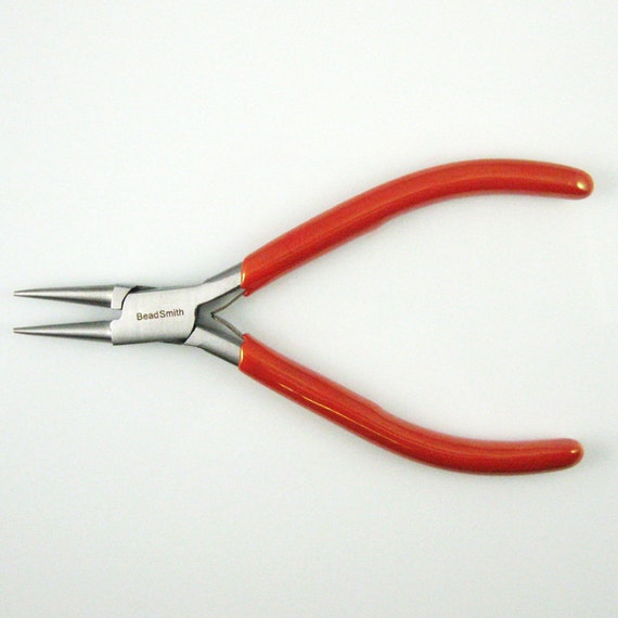Beadsmith Pliers Chain Nose Pliers with Spring- Red PVC Handle Sku: 501014 Polished Steel Jewelry Making Pliers