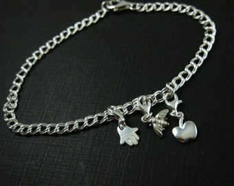 Sterling Silver Charm Bracelet - Double Twisted Cable Charm Bracelet - Choose your Charms - Customized Charm Bracelet - Sku: 691036