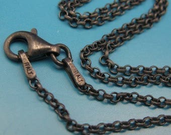 Oxidized Silver Chain--Rolo Chain Necklace-Oxidized Sterling Silver Necklace-2mm Rolo Chain (16-36 inches) SKU: 601005-OX