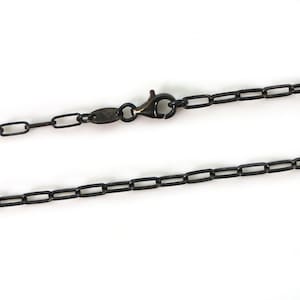 Oxidized Sterling Silver Bracelet, Anklet, Necklace - Rectangle Link - Oxidized Silver Long Box Chain- 2.5 by 7mm (7&quot;- 40&quot;) SKU: 601002-OX