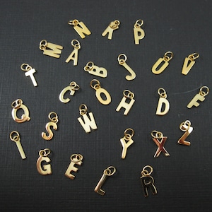 Charm de Vermeil con letra inicial, Charms de letras lisas (de la A a la Z), bañados en oro de 18 quilates sobre plata de ley, accesorios de joyería, Charms, SKU: 201057-VM
