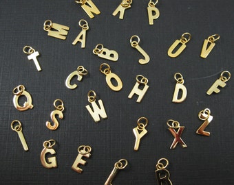 Vermeil Charm-Initial Letter,Smooth Letter Charms (From A to Z)-18K Gold Plated over Sterling Silver-Jewelry Findings,Charms- SKU: 201057-VM