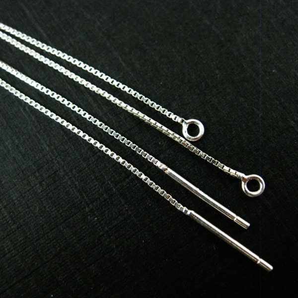 Earring Findings, Sterling Silver Ear Thread, Long Dangle Threader Earrings,Sterling Silver Earwire -(4pcs - 2 prs) Sku: 203047