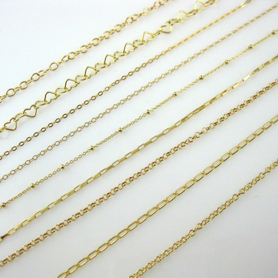 Gold Plated Sterling Silver Chain-unfinished Bulk Chain,cable Chain, Rolo  Chain,ball Chain,box Chain,curb Chain,jewelry Making Chain by Foot 