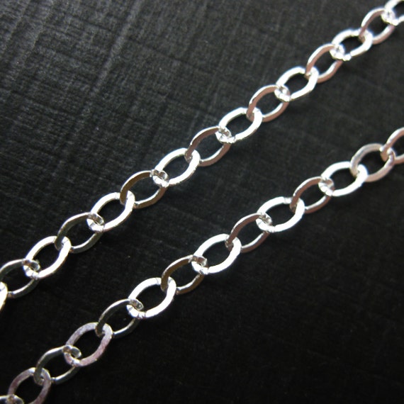 Flat Cable Chain Unfinished Bulk Chain 12 feet Sterling Silver Chain - SKU: 101021