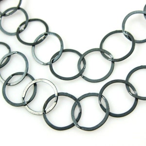 Geoxideerde sterlingzilveren ketting, bulkketting, zilveren groothandelketting, dikke grote platte cirkelketting -11 mm -1,5 voet of 18 inch-SKU: 101032-OX