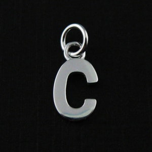 Sterling Silver Charm - Initial Charm, Smooth Letter Charms ( Letter C )Jewelry Making ,Jewelry Findings - Alphabet Charm - SKU: 201057-C