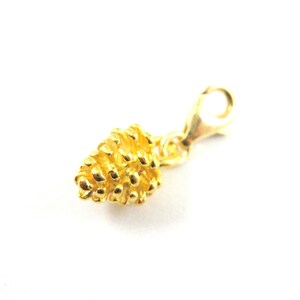 Pine Cone Charm, Bracelet Charm, Gold Over Sterling Silver Clip-On Charm, Pinecone Charm with Clasp, Nature Charm, 11mm, SKU: 291248-VM image 1