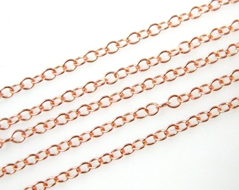 Rose Gold Chain, Rose Gold Plated Sterling Silver Chain , Wholesale Bulk Gold Chain-Small Round Cable Chain-2mm(6 feet )-SKU: 101020-RG