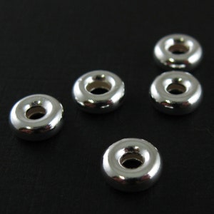 Sterling Silver Beads, Sterling Silver Spacers,Sterling Silver Findings-Smooth Donut Shaped Beads - 8mm  by 3mm (  4 pcs) - SKU: 211021-08