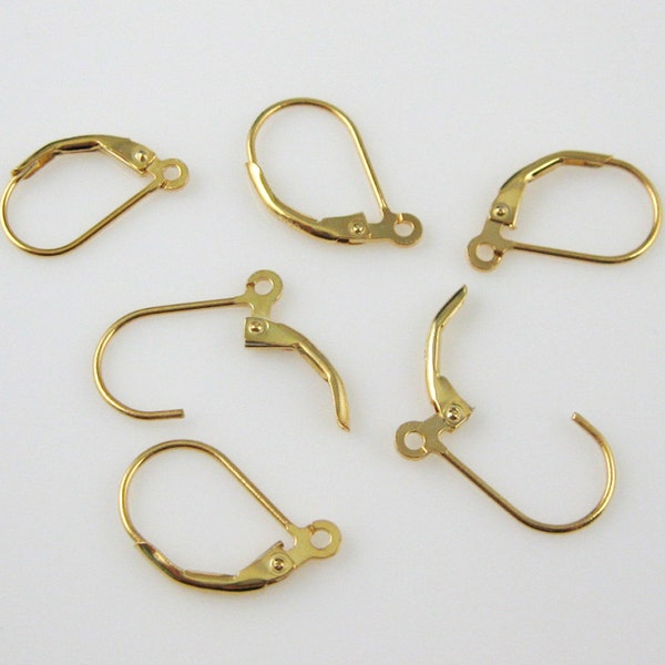 Vermeil Findings-Gold Earring Findings,Gold plated over Sterling Silver Earrings Findings-Leverback Ear wire-(2 pairs, 4 pcs) SKU: 203007-VM