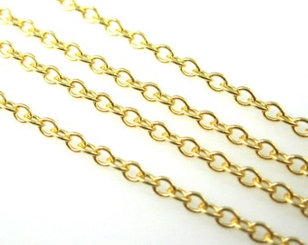 Gold Chain,Vermeil Sterling Silver Cable Chain-Strong Cable Chain-2.2mm Cable Chain (Up to 30% off )Jewelry Supplies Wholesale-SKU:101019-VM