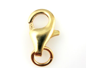 Clasp-18K Gold plated Sterling Silver Vermeil  Lobster Clasp with Jump Rings(11mm-5 pcs)-Jewelry Findings-Vermeil Findings-SKU:202001-VM011