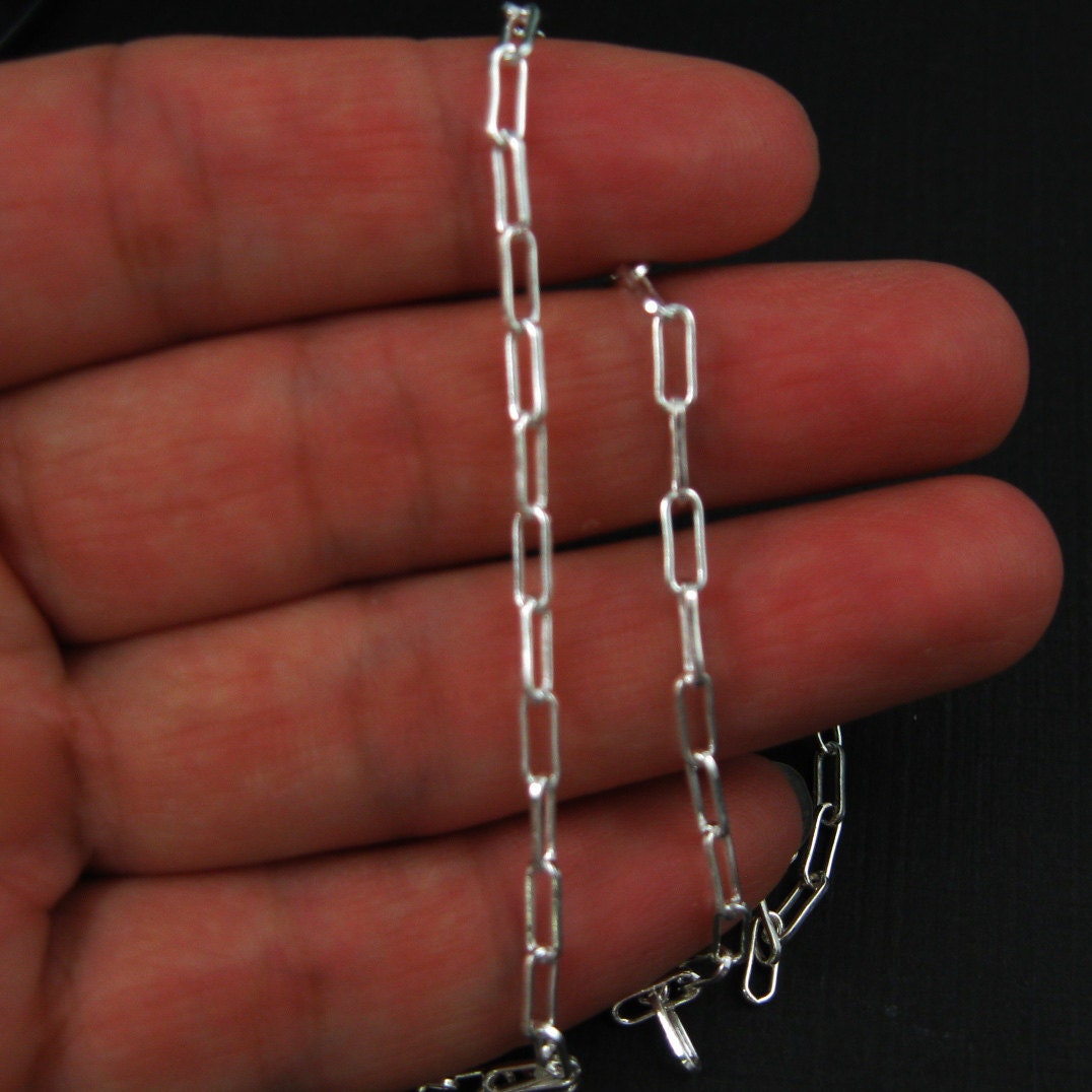 Sterling Silver Chain - Heavy Long Box Chain - Unfinished Chains, Bulk  Chains - 4.5X2.5 (sold per foot)