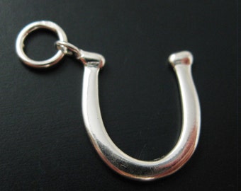 Sterling Silver Horseshoe Charms- Horseshoe Pendant - High Polish 925 Sterling Silver- 13 by 12mm - SKU: 201209