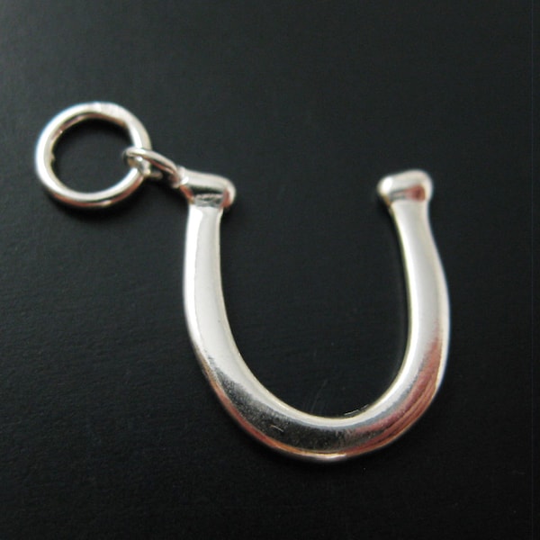 Sterling Silver Horseshoe Charms- Horseshoe Pendant - High Polish 925 Sterling Silver- 13 by 12mm - SKU: 201209