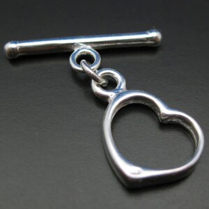 Sterling Silver Toggle - Heart Shape (12mm - 1 set) - SKU: 202100