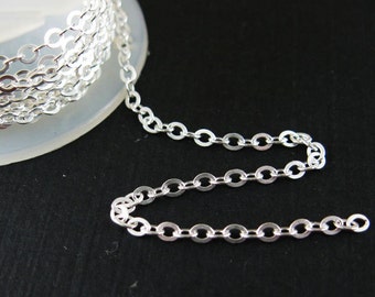 Sterling silver Chain - Strong Flat Cable Chain, Bulk Chain , Unfinished Chain 2.3mm ( Up to 30% off )-Jewelry Supplies Wholesale-SKU:101051