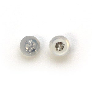 14K White Gold and Silicone Butterfly Earring Post Backs Earnuts, Solid Gold Butterfly Post Backs, White Gold Earnuts (1 pair) SKU: 203082-W