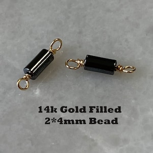 4mm Hematite Connectors - Sterling Silver or Gold Filled Connectors for Permanent Jewelry Supplies-sku:201330
