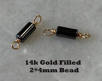 4mm Hematite Connectors - Sterling Silver or Gold Filled Connectors for Permanent Jewelry Supplies-sku:201330