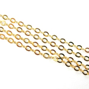 Gold plated Sterling Silver Chain,Flat Cable chain Bulk Chains,Cable Flat Oval50 feetSave 10% Wholesale Jewelry Chains SKU: 101021-VM image 1