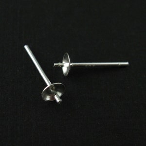 Earring Findings,Earring Posts,Sterling Silver Earring Studs for Half Drilled Pearls and Beads-Jewelry Making Supplies(10 pcs )-SKU:203027